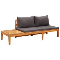 vidaXL 4-tlg. Garten-Lounge-Set mit Dunkelgrauen Kissen Akazienholz