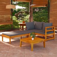 vidaXL 3-tlg. Garten-Lounge-Set mit Dunkelgrauen Kissen Massivholz Akazie