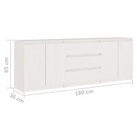 vidaXL Beistellschrank Weiß 180x36x65 cm Massivholz Kiefer