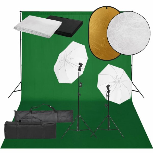 vidaXL Fotostudio-Set mit Beleuchtung, Hintergrund und Reflektor