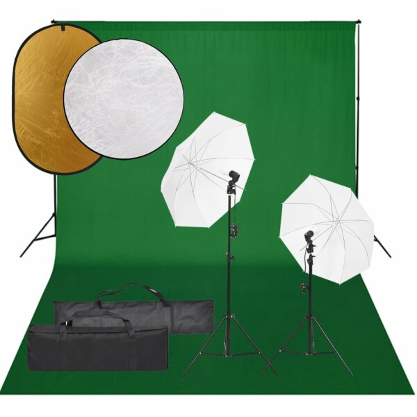 vidaXL Fotostudio-Set mit Beleuchtung, Hintergrund und Reflektor