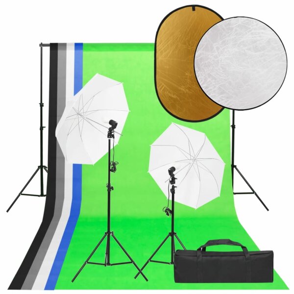 vidaXL Fotostudio-Set mit Beleuchtung, Hintergrund und Reflektor