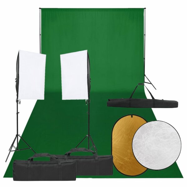 vidaXL Fotostudio-Set mit Beleuchtung, Hintergrund und Reflektor