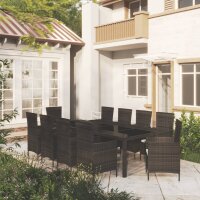 vidaXL 11-tlg. Garten-Essgruppe mit Auflagen Poly Rattan...