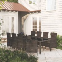 vidaXL 9-tlg. Garten-Essgruppe mit Kissen Poly Rattan Schwarz