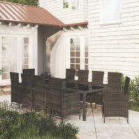 vidaXL 11-tlg. Garten-Essgruppe mit Auflagen Poly Rattan...