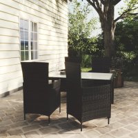 vidaXL 5-tlg. Garten-Essgruppe mit Auflagen Poly Rattan...