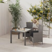 vidaXL 3-tlg. Garten-Essgruppe mit Auflagen Poly Rattan Grau