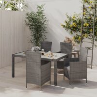 vidaXL 5-tlg. Garten-Essgruppe mit Kissen Poly Rattan Grau