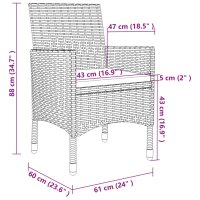 vidaXL 5-tlg. Garten-Essgruppe mit Kissen Poly Rattan Grau