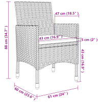 vidaXL 7-tlg. Garten-Essgruppe mit Kissen Poly Rattan Grau