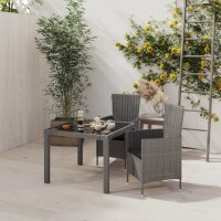 vidaXL 3-tlg. Garten-Essgruppe mit Auflagen Poly Rattan Grau