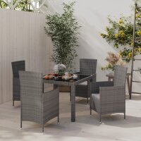 vidaXL 5-tlg. Garten-Essgruppe mit Kissen Poly Rattan Grau