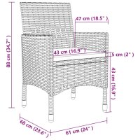 vidaXL 7-tlg. Garten-Essgruppe mit Kissen Poly Rattan Grau