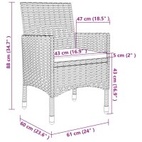 vidaXL 7-tlg. Garten-Essgruppe mit Kissen Poly Rattan Grau