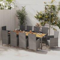 vidaXL 11-tlg. Garten-Essgruppe mit Auflagen Poly Rattan...