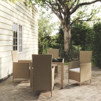 vidaXL 5-tlg. Garten-Essgruppe mit Kissen Poly Rattan Beige