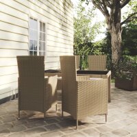 vidaXL 5-tlg. Garten-Essgruppe mit Kissen Poly Rattan Beige