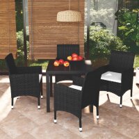 vidaXL 5-tlg. Garten-Essgruppe mit Kissen Poly Rattan...