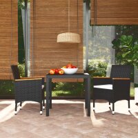 vidaXL 3-tlg. Garten-Essgruppe mit Kissen Poly Rattan...