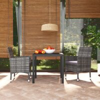 vidaXL 3-tlg. Garten-Essgruppe mit Kissen Poly Rattan Grau