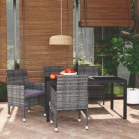 vidaXL 5-tlg. Garten-Essgruppe mit Kissen Poly Rattan Grau