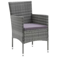 vidaXL 9-tlg. Garten-Essgruppe mit Kissen Poly Rattan Grau