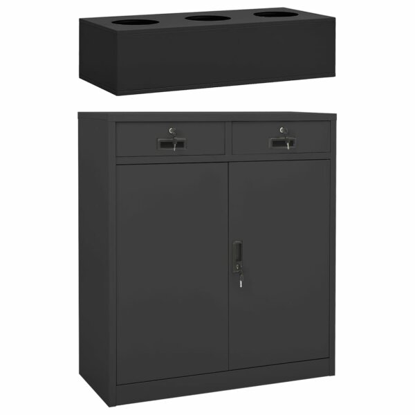 vidaXL B&uuml;roschrank mit Pflanzkasten Anthrazit 90x40x125 cm Stahl