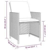 vidaXL 5-tlg. Garten-Essgruppe mit Auflagen Poly Rattan Schwarz