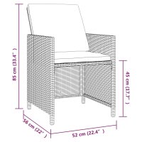 vidaXL 9-tlg. Garten-Essgruppe mit Auflagen Poly Rattan Schwarz