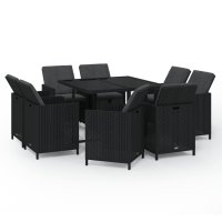 vidaXL 9-tlg. Garten-Essgruppe mit Auflagen Poly Rattan...