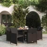 vidaXL 9-tlg. Garten-Essgruppe mit Auflagen Poly Rattan...