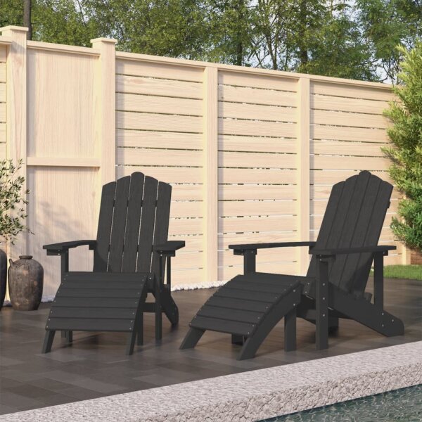 vidaXL Adirondack-Gartenst&uuml;hle 2 Stk. mit Hockern HDPE Wei&szlig;