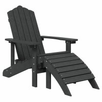 vidaXL Adirondack-Gartenst&uuml;hle 2 Stk. mit Hockern HDPE Wei&szlig;