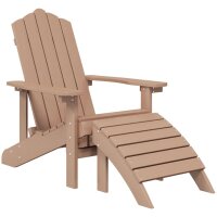 vidaXL Adirondack-Gartenstühle 2 Stk. mit Hockern HDPE Braun