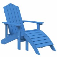 vidaXL Adirondack-Gartenst&uuml;hle 2 Stk. mit Hockern HDPE Aquamarin