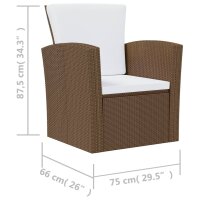 vidaXL 16-tlg. Garten-Lounge-Set mit Auflagen Poly Rattan Braun