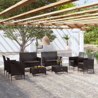 vidaXL 8-tlg. Garten-Lounge-Set mit Auflagen Poly Rattan Schwarz