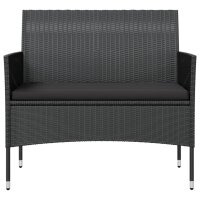 vidaXL 8-tlg. Garten-Lounge-Set mit Auflagen Poly Rattan Schwarz