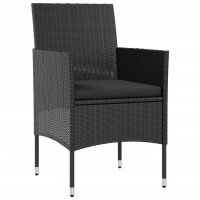 vidaXL 8-tlg. Garten-Lounge-Set mit Auflagen Poly Rattan Schwarz