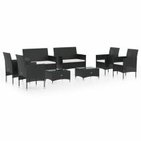 vidaXL 8-tlg. Garten-Lounge-Set mit Auflagen Poly Rattan...