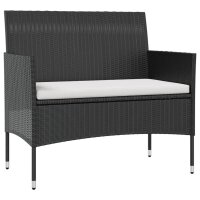 vidaXL 8-tlg. Garten-Lounge-Set mit Auflagen Poly Rattan Schwarz