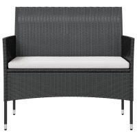 vidaXL 8-tlg. Garten-Lounge-Set mit Auflagen Poly Rattan Schwarz