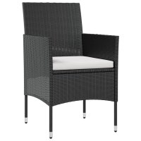 vidaXL 8-tlg. Garten-Lounge-Set mit Auflagen Poly Rattan Schwarz