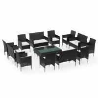 vidaXL 16-tlg. Garten-Lounge-Set mit Auflagen Poly Rattan...