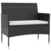 vidaXL 16-tlg. Garten-Lounge-Set mit Auflagen Poly Rattan Schwarz