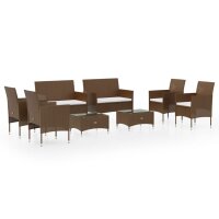 vidaXL 8-tlg. Garten-Lounge-Set mit Auflagen Poly Rattan...