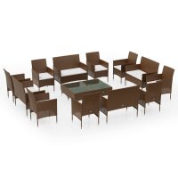 vidaXL 16-tlg. Garten-Lounge-Set mit Auflagen Poly Rattan...