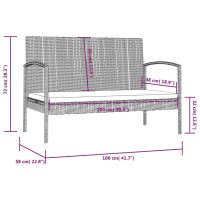 vidaXL 8-tlg. Garten-Lounge-Set mit Auflagen Poly Rattan Grau