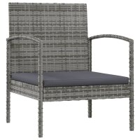 vidaXL 8-tlg. Garten-Lounge-Set mit Auflagen Poly Rattan Grau